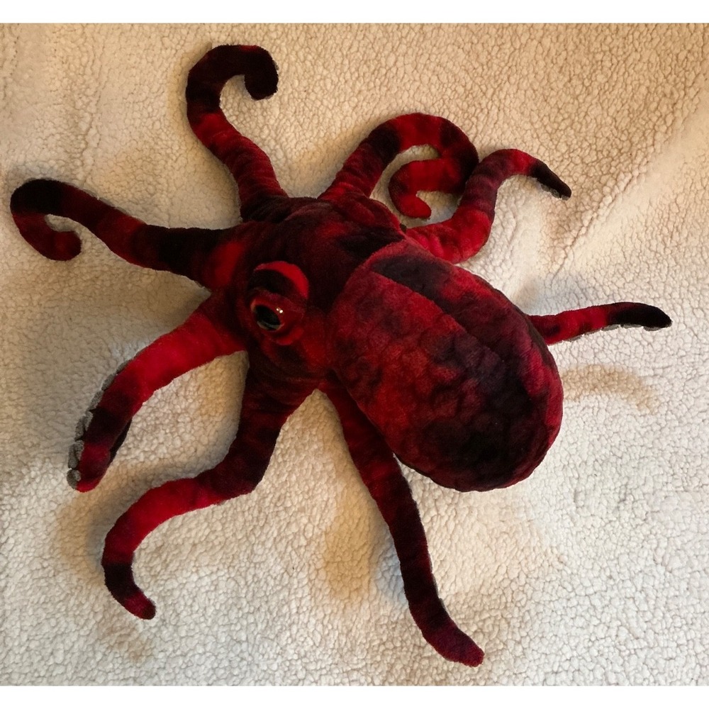 Fiesta Lg Red & Blk Octopus NC Aquariums Quality Plush Sea Life Stuffed Animal
